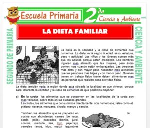 Ficha de La Dieta Familiar para Segundo de Primaria