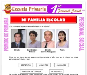 Ficha de Mi Familia Escolar para Primero de Primaria