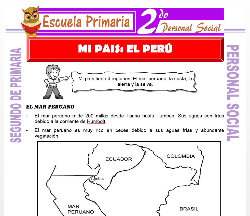 Ficha de Mi Pais el Perú para Segundo de Primaria