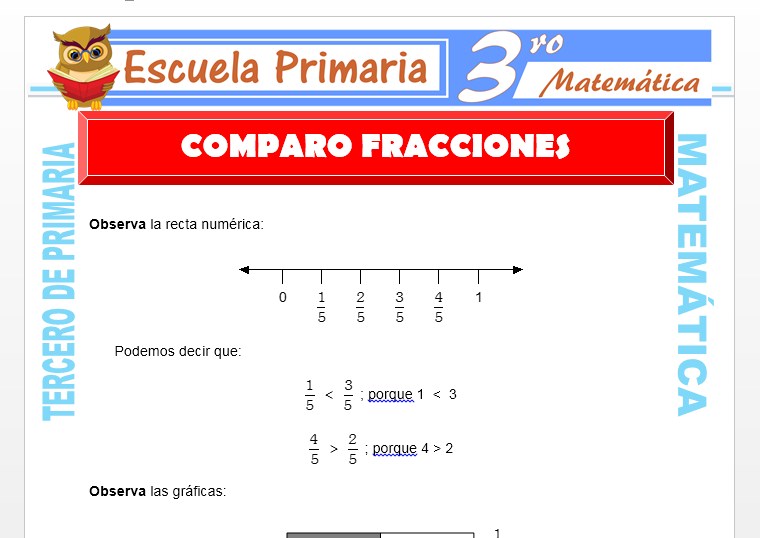 Ficha de Comparo Fracciones para Tercero de Primaria Ficha de Comparo Fracciones para Tercero de Primaria