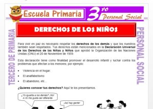 Ficha de Derechos de Los Niños para Tercero de Primaria
