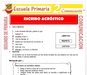 Ficha de Escribo Acróstico para Segundo de Primaria