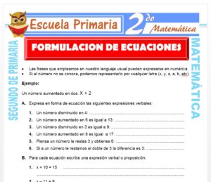 Ficha de Formulación de Ecuaciones para Segundo de Primaria