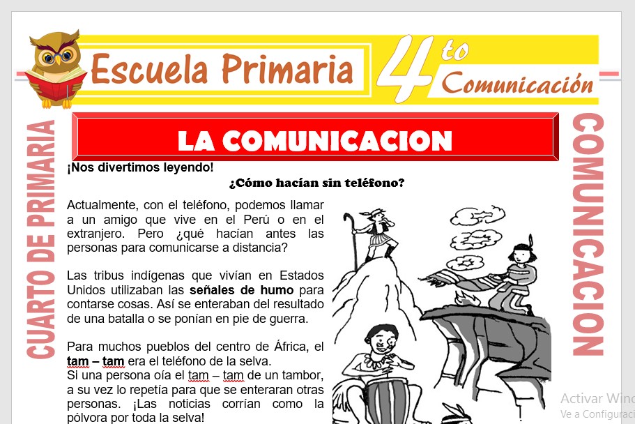 Ficha de La Comunicación para Cuarto de Primaria
