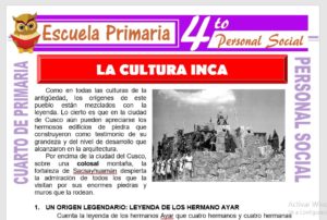 Ficha de La Cultura Inca para Cuarto de Primaria