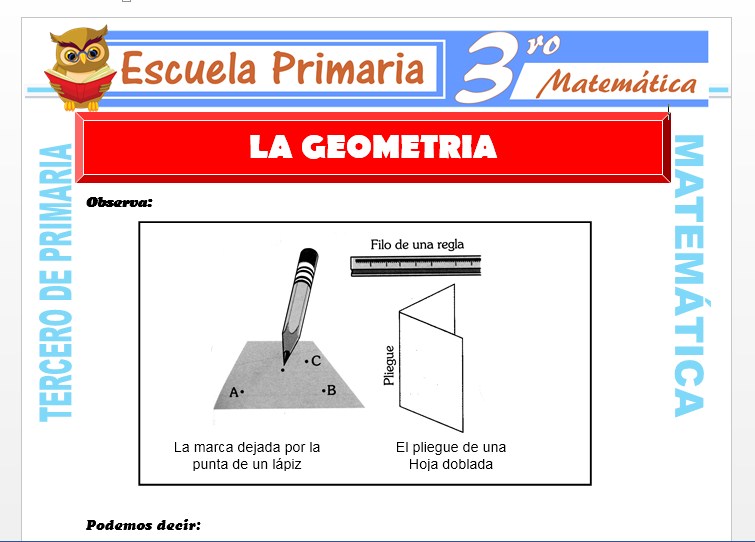 Ficha de La Geometría para Tercero de Primaria Ficha de La Geometría para Tercero de Primaria