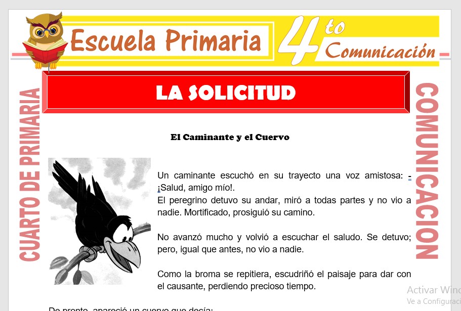 Ficha de La Solicitud para Cuarto de Primaria Ficha de La Solicitud para Cuarto de Primaria