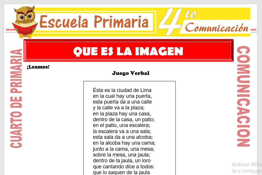 Ficha de Que es La Imagen para Cuarto de Primaria