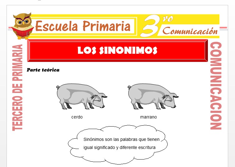 Ficha de Que Son los Sinónimos para Tercero de Primaria Ficha de Que Son los Sinónimos para Tercero de Primaria