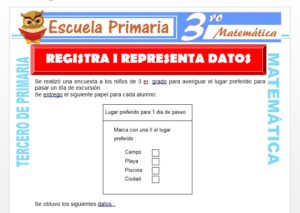 Ficha de Registra y Representa Datos para Tercero de Primaria