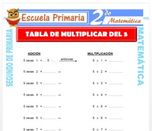 Ficha de Tabla de Multiplicar del 5 para Segundo de Primaria