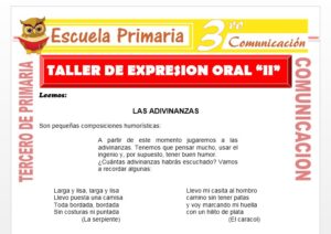 Ficha de Taller de Expresión Oral para Tercero de Primaria