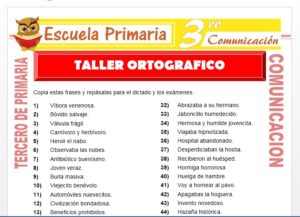 Ficha de Taller Ortografico para Tercero de Primaria