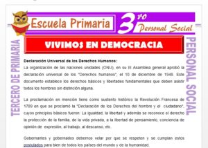 Ficha de Vivimos en Democracia para Tercero de Primaria