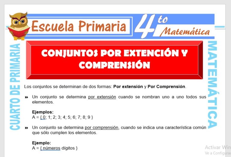 Conjuntos por Extensión y Comprensión para Cuarto de Primaria