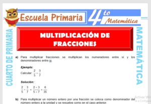 Ficha de Ejercicios de Multiplicación con Fracciones para Cuarto de Primaria