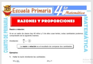 Ficha de Razones Y Proporciones para Cuarto de Primaria