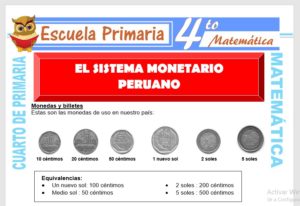 Ficha de Sistema Monetario Peruano para Cuarto de Primaria