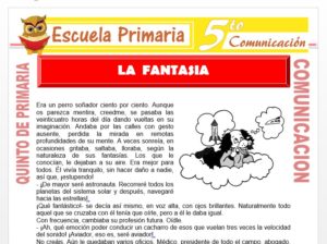 Modelo de la Ficha de La Fantasia para Quinto de Primaria