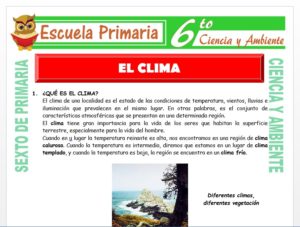 Modelo de la Ficha de El Clima para Sexto de Primaria