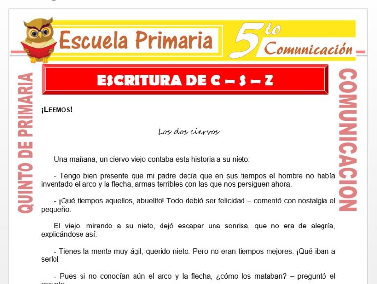 Escritura de C S Z para Quinto de Primaria – Escuela Primaria