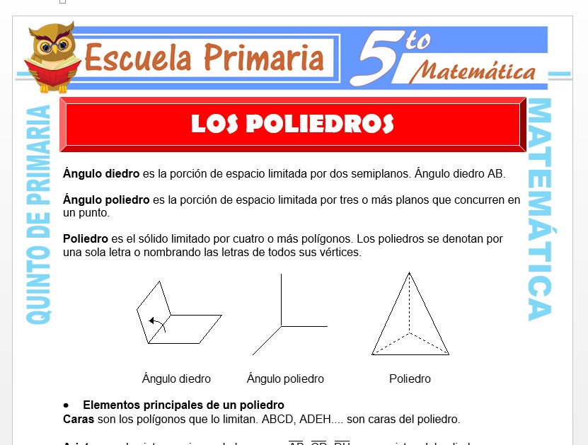 Modelo de la Ficha de Los Poliedros para Quinto de Primaria Modelo de la Ficha de Los Poliedros para Quinto de Primaria