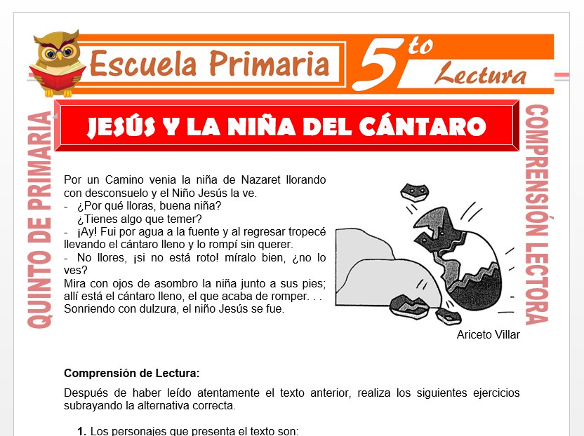 Modelo de la Ficha de Jesús y la Niña Del Cántaro para Quinto de Primaria Modelo de la Ficha de Jesús y la Niña Del Cántaro para Quinto de Primaria
