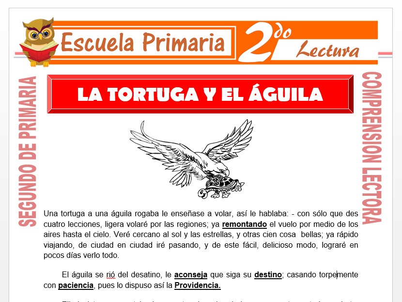 Modelo de la Ficha de La Tortuga y EL Águila para Segundo de Primaria