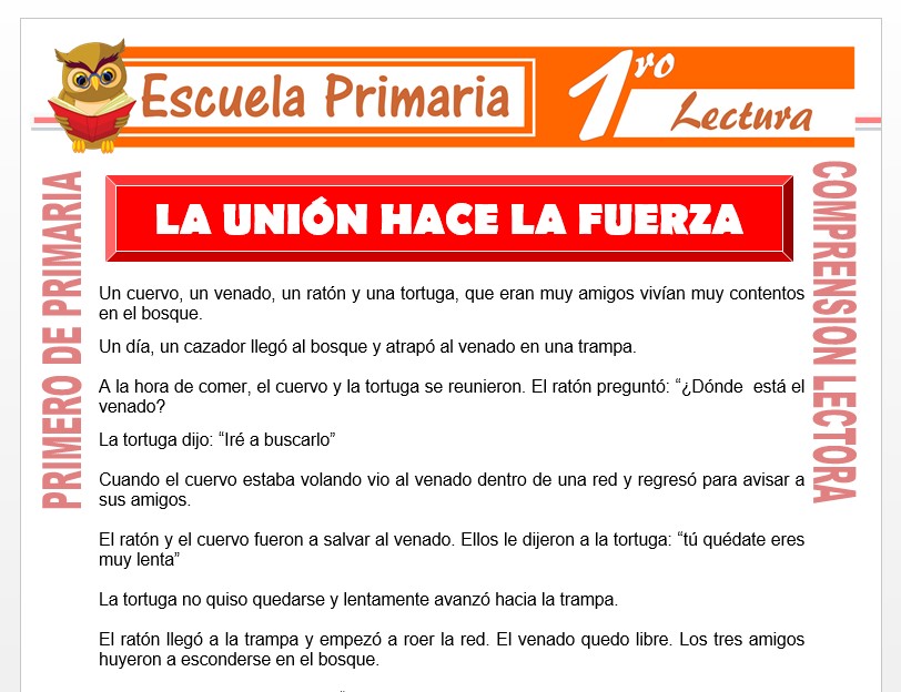 Modelo de la Ficha de La Unión Hace La Fuerza para Primero de Primaria