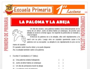 Modelo de la Ficha de La Paloma y La Abeja para Primero de Primaria