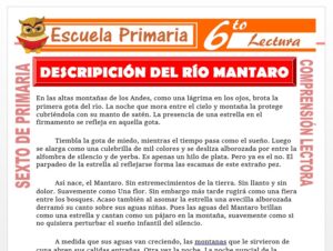 Modelo de la Ficha de Descripción Lirica Biografica del Rio Mantaro para Sexto de Primaria