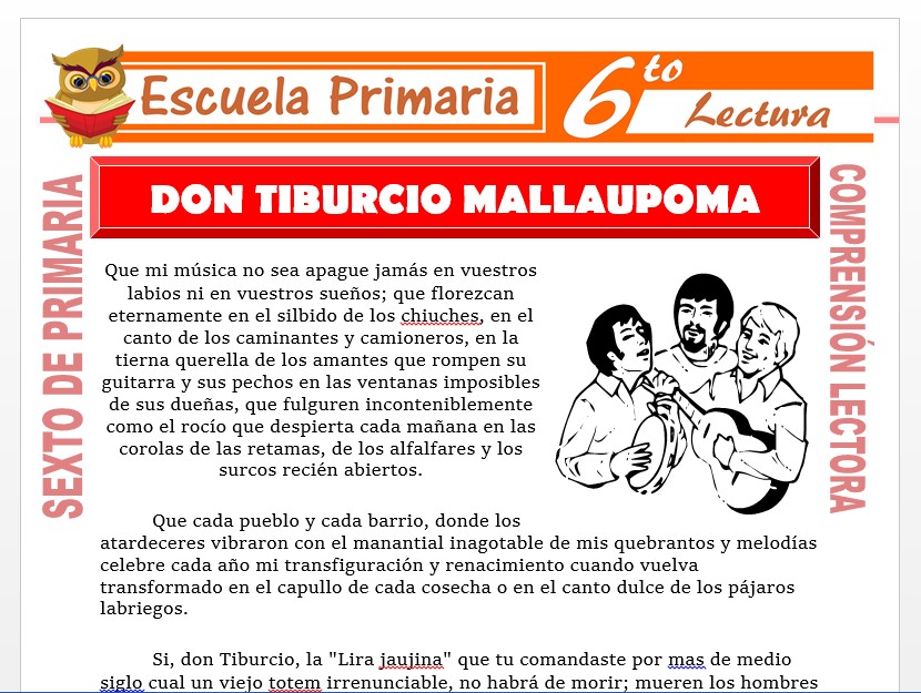 Modelo de la Ficha de Don Tiburcio Mallaupoma para Sexto de Primaria Modelo de la Ficha de Don Tiburcio Mallaupoma para Sexto de Primaria