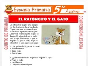 Modelo de la Ficha de El Ratoncito y El Gato para Quinto de Primaria