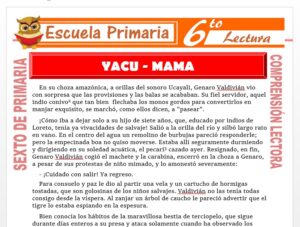 Modelo de la Ficha de Yacu - Mama para Sexto de Primaria