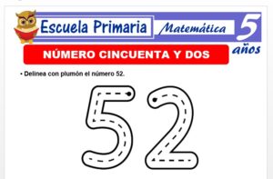 Modelo de la Ficha de El nùmero 52 para Niños de 5 Años
