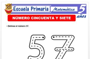 Modelo de la Ficha de El nùmero 57 para Niños de 5 Años