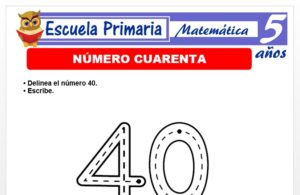 Modelo de la Ficha de El nùmero 40 para Niños de 5 Años