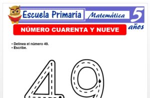 Modelo de la Ficha de El nùmero 49 para Niños de 5 Años