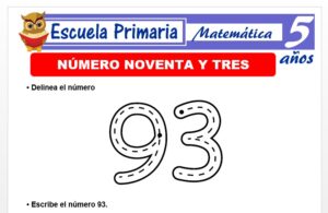 Modelo de la Ficha de El nùmero 93 para Niños de 5 Años