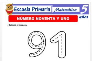 Modelo de la Ficha de El nùmero 91 para Niños de 5 Años