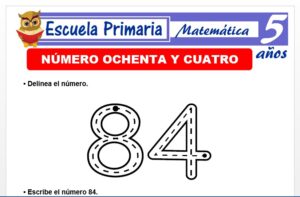Modelo de la Ficha de El nùmero 84 para Niños de 5 Años
