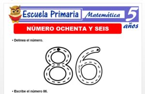 Modelo de la Ficha de El nùmero 86 para Niños de 5 Años
