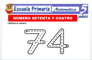Modelo de la Ficha de El nùmero 74 para Niños de 5 Años