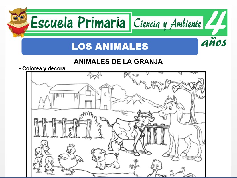Modelo de la Ficha de Ficha de los animales para Niños de 4 Años
