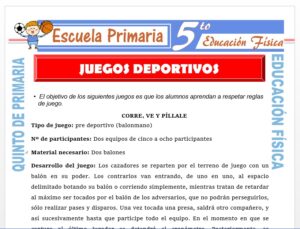 Modelo de la Ficha de Juegos Deportivos para Quinto de Primaria