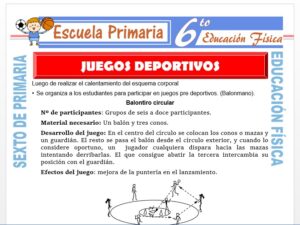 Modelo de la Ficha de Juegos Deportivos para Sexto de Primaria