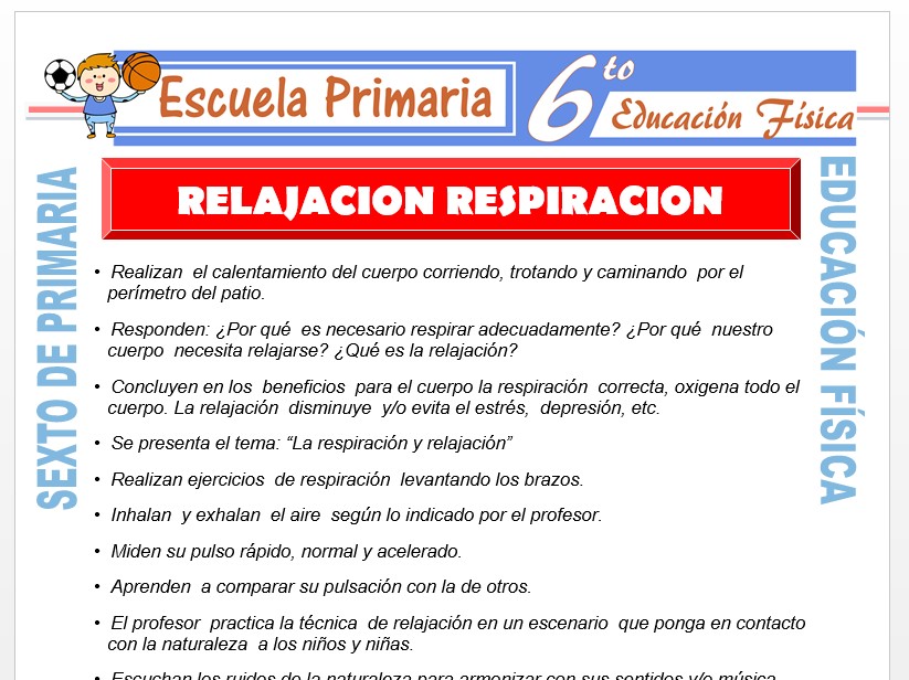 Modelo de la Ficha de Relajación Respiración para Sexto de Primaria Modelo de la Ficha de Relajación Respiración para Sexto de Primaria